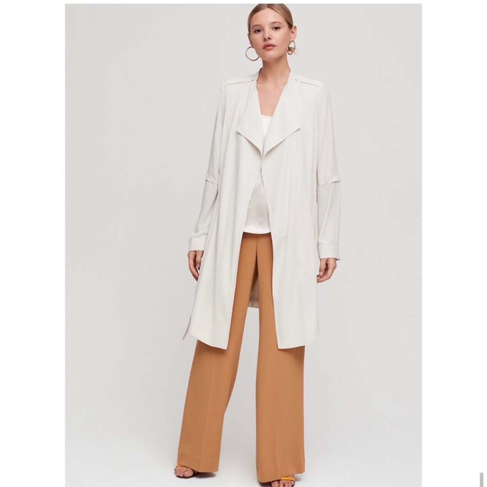 Babaton Satin Cream Trench Coat